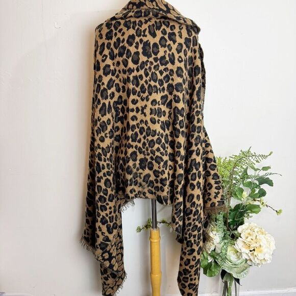 LEOPARD print shawl | soft long | 74” x 34 “ | cold weather scarf - Picture 5 of 6